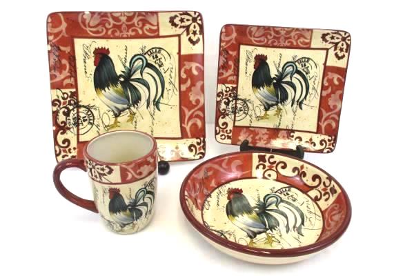 SwedeMom - 4 Pcs RED Certified International Tuscan Rooster Place ... SwedeMom - 4 Pcs RED Certified International Tuscan Rooster Place ...