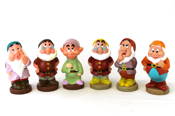 Lot Of Six Rubber Disney Seven Dwarfs Squeaker Toys - Snow White