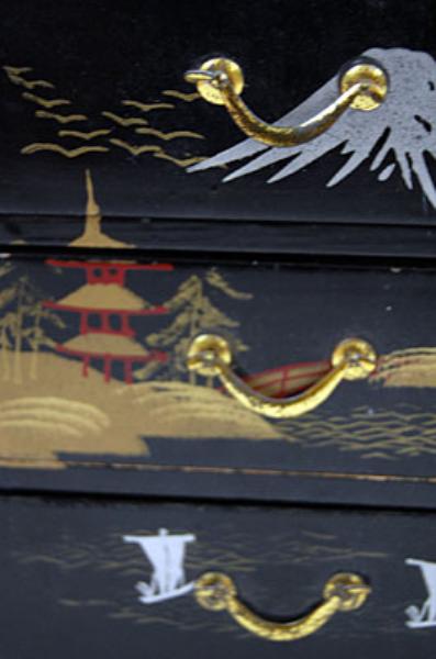 Black Wooden Japanese Jewelry Box  