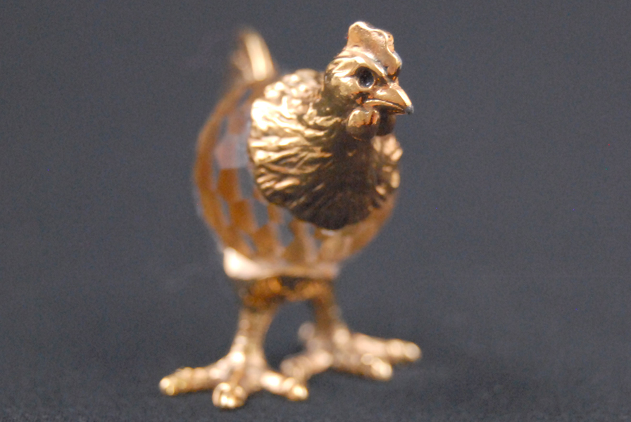 Gold Plated And Crystal Hen Figurine  