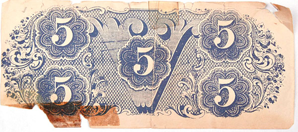 Reproduction Confederate States of America Five Dollar Bill