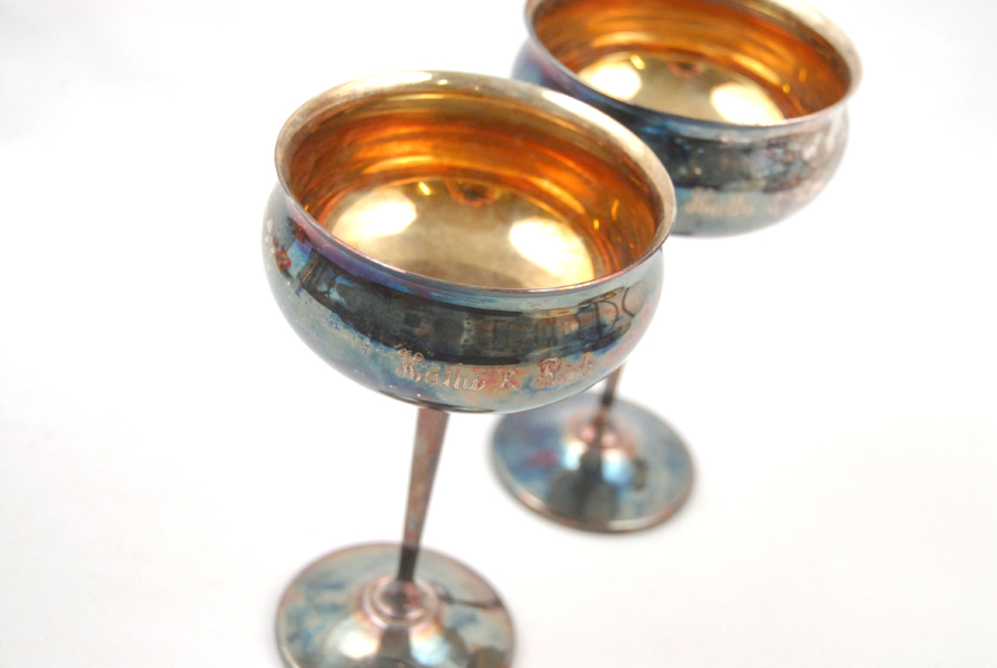 This set of two Sheridan Electroplated Silver Wedding Champagne 