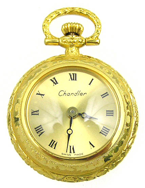 SwedeMom - CHANDLER Swiss Mini Pocket WATCH PENDANT Gold Overlay