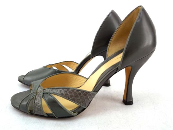 gray snakeskin pumps