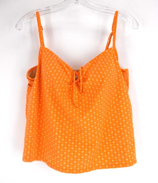 LANDS END Womens Tankini Swimsuit Top Orange Floral Keyhole Swim Tank ...