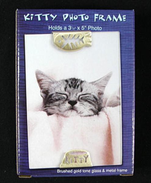 Brushed Goldtone Kitty Cat Photo Frame New